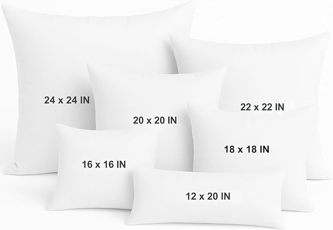 LANE LINEN 8 Pack 18x18 White Throw Pillow Inserts for Decorative Pillow Covers, Couch Pillows for Living Room, Fluffy Pillows for Bed