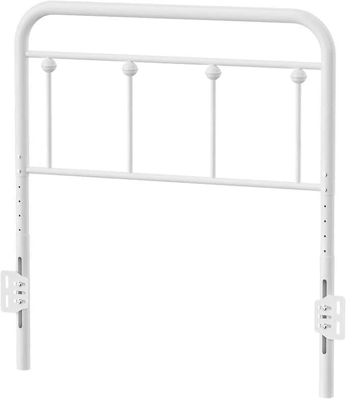 Victorian Metal Twin/Twin XL Headboard, Adjustable Height, White | Sturdy Steel Twin Size Head Board Only, Bed Frame Brackets Adapter, Farmhouse Vintage Style, Easy Assembly