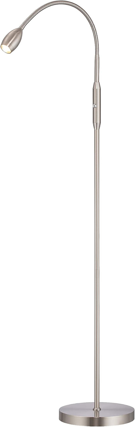 O’Bright Ray – Adjustable LED Beam Floor Lamp, Dimmable and Zoomable Spotlight, Flexible Gooseneck, Reading/Crafting Standing Lamp, Work Table Light, Brushed Nickel