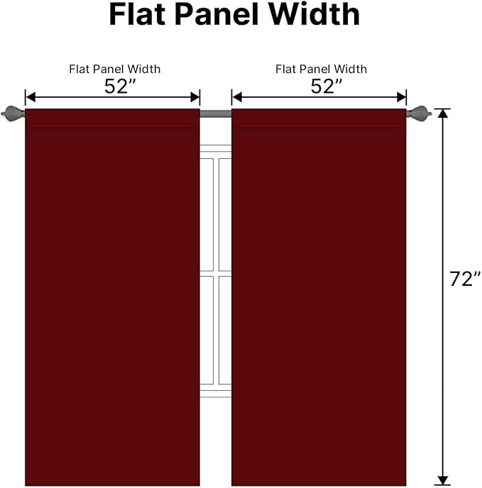 H.VERSAILTEX Christmas Blackout Curtains Thermal Insulated Window Treatment Panels Blackout Drapes for Living Room Back Tab/Rod Pocket Bedroom Draperies, 52 x 72 Inch, Burgundy, 2 Panels