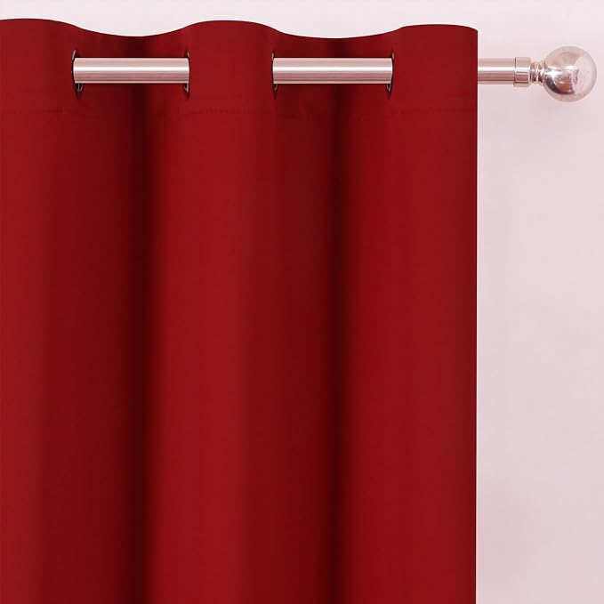 Blackout Curtains 66 x 72 Inch Long Red Curtains Set of 2 Panels Room Darkening Curtains for Bedroom and Living Room
