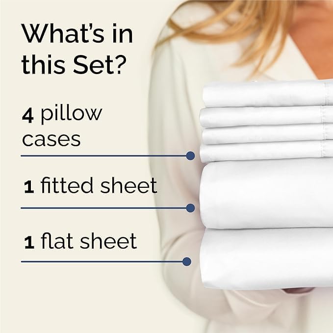 Queen 6 Piece Bed Sheet Set - Comfy, Breathable & Cooling Sheets - White | Ultra-Soft Hotel Luxury Bedding Set w/ 8-16 Inch Deep Pockets, 1 Flat & 1 Fitted Sheet & 4 Pillowcases, Wrinkle & Fade Free