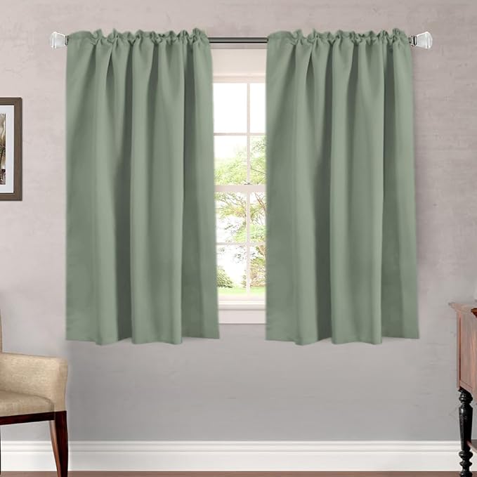H.VERSAILTEX Blackout Curtains Thermal Insulated Window Treatment Panels Room Darkening Blackout Drapes for Living Room Back Tab/Rod Pocket Bedroom Draperies (2 Panels, Cyan, 52 x 54 Inch)