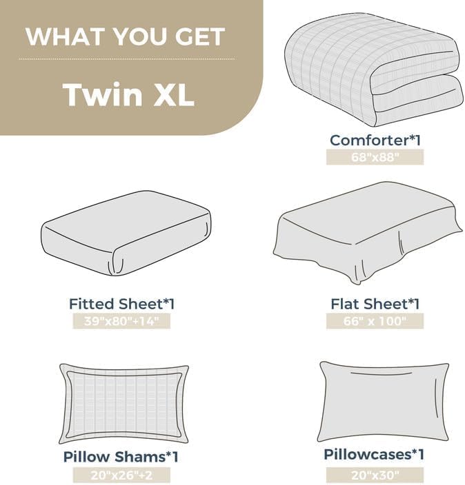 HYMOKEGE Teal Twin XL Comforter Set Seersucker 5 Pieces, All Season Luxury Bed in a Bag for Bedroom, Bedding Set with Comforter, Sheets, Pillowcase & Sham