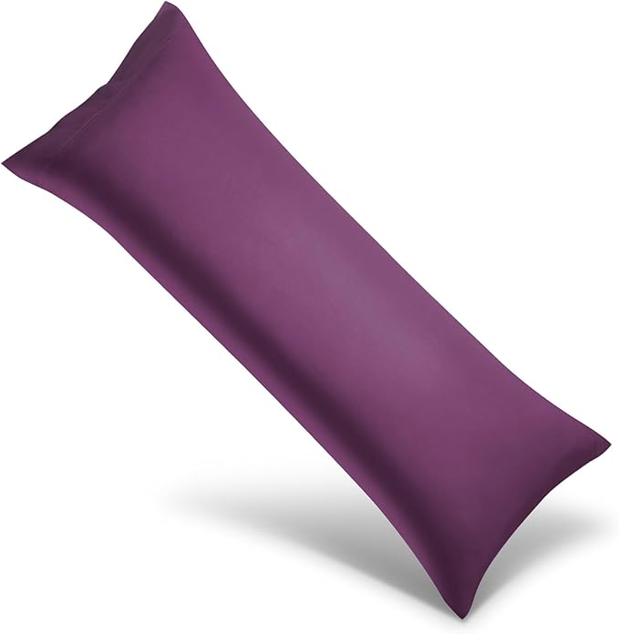WishSmile Body Cooling Pillowcase Long Pillow Case Breathable Cool Silky Soft Rayon Derived from Bamboo Fabric, Hair and Skin Friendly, Dark Purple, 1 Pack, 20x54IN