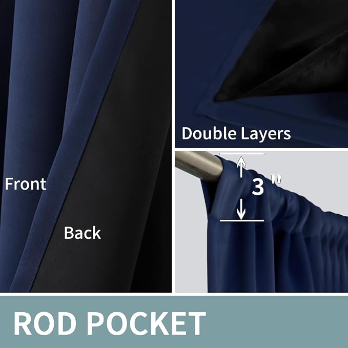 BGment Navy Blackout Curtains for Bedroom 84 Inch Length 2 Panels | Thermal Insulated, Room Darkening Curtains, Rod Pocket Soundproof, Living Room Window Curtains, 38 x 84 Inch
