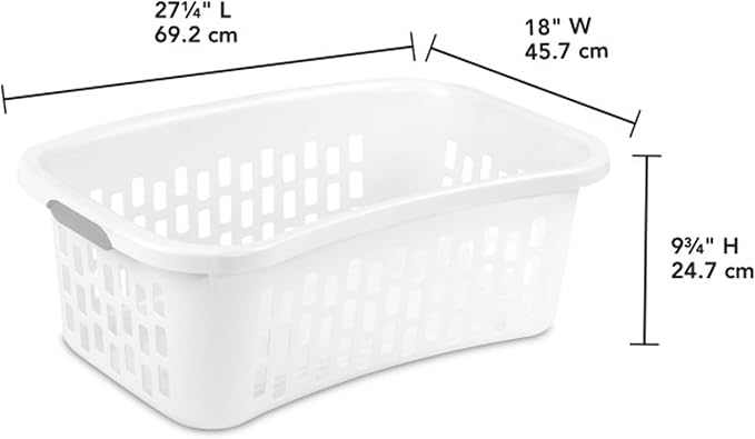 Sterilite 24 Pack HipHold Laundry Basket, Plastic Rectangle Clothes Hamper with Comfort Grip Handles & Reinforced Rim, 1.5 Bushel Capacity, White