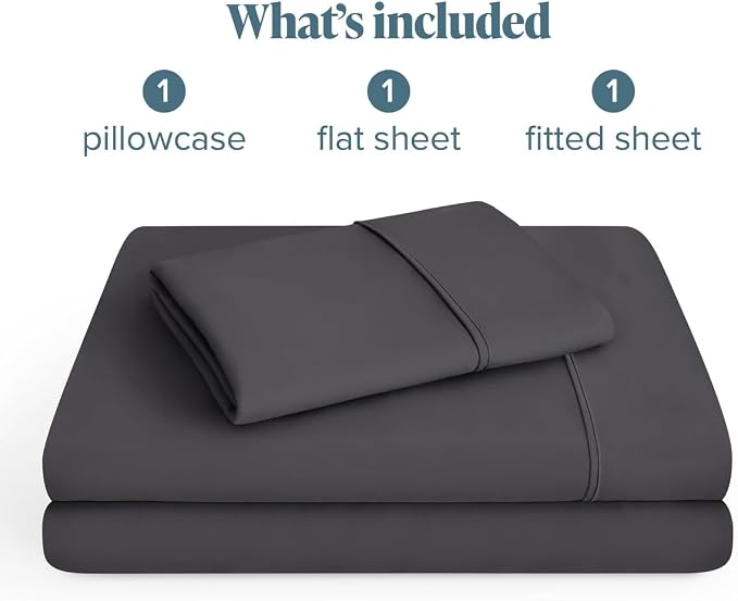 Bare Home Twin XL Sheet Set - 1800 Ultra-Soft (Twin XL, Forged Iron Grey) | Deep Pockets 6 to 15 Inches, Breathable, Hypoallergenic, Hotel Luxury, Easy Fit, Soft, All-Season