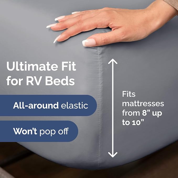 Short Queen Size 4 Piece Bed Sheet Set - RV Short Queen Sheets - Steel Blue | Ultra-Soft, Breathable & Cooling Bed Sheets Set with Deep Pockets, Hotel Luxury Bedding for Women & Men, Wrinkle & Fade Free