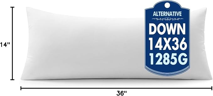 MIULEE 14x36 Inch Synthetic Down Alternative Lumbar Pillow Insert | Decorative Throw Pillow 14 x 36 Inch Body Bed Sleeping Ultra Soft Fluffy Form for Sofa Couch Bed