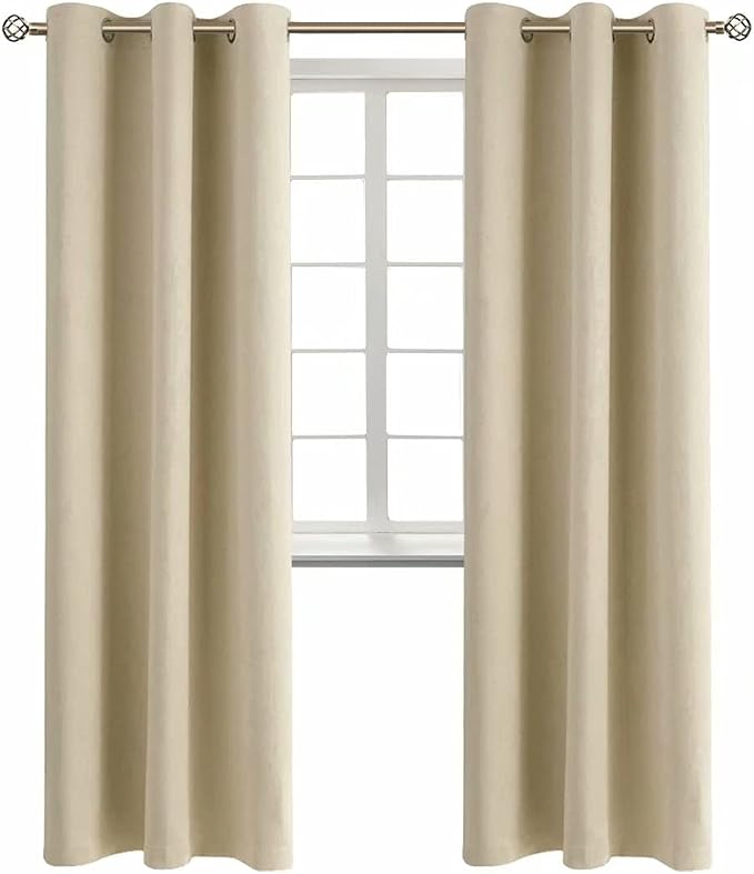 BGment Beige Room Darkening Curtains 84 Inch for Living Room - 2 Panels | Grommet Top, Light-Blocking, Sunblock, Thermal Insulated, Window Drapes for Bedroom, 42x84 Inch