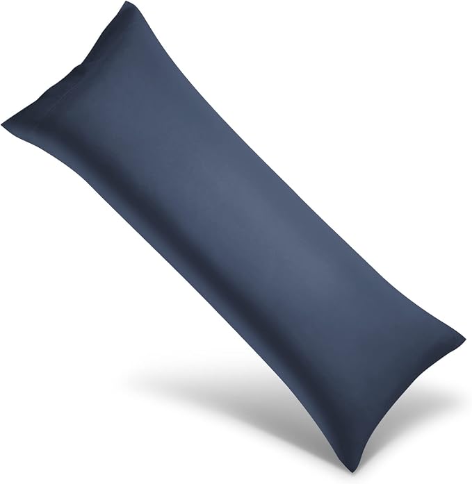WishSmile Body Cooling Pillowcase Long Pillow Case Breathable Cool Silky Soft Rayon Derived from Bamboo Fabric,Hair and Skin Friendly,Navy Blue,1 Pack,20x54IN