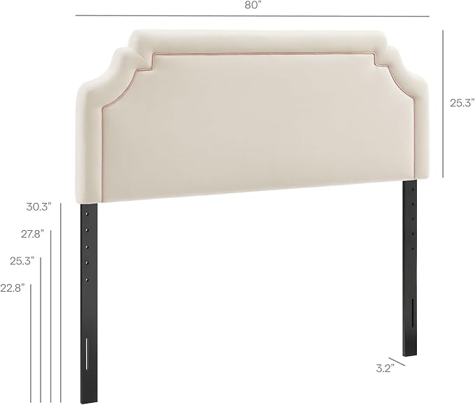 Modway Magnolia King Size Stain-Resistant Performance Velvet Headboard in Alabaster Pink - Padded Cushioned Headboard with Adjustable Mounting Positions