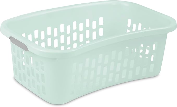 Sterilite HipHold Laundry Basket, Plastic Rectangle Clothes Hamper, 6 Pack | 1.5 Bushel Capacity, Mint, Bin with Comfort Grip Handles & Reinforced Rim