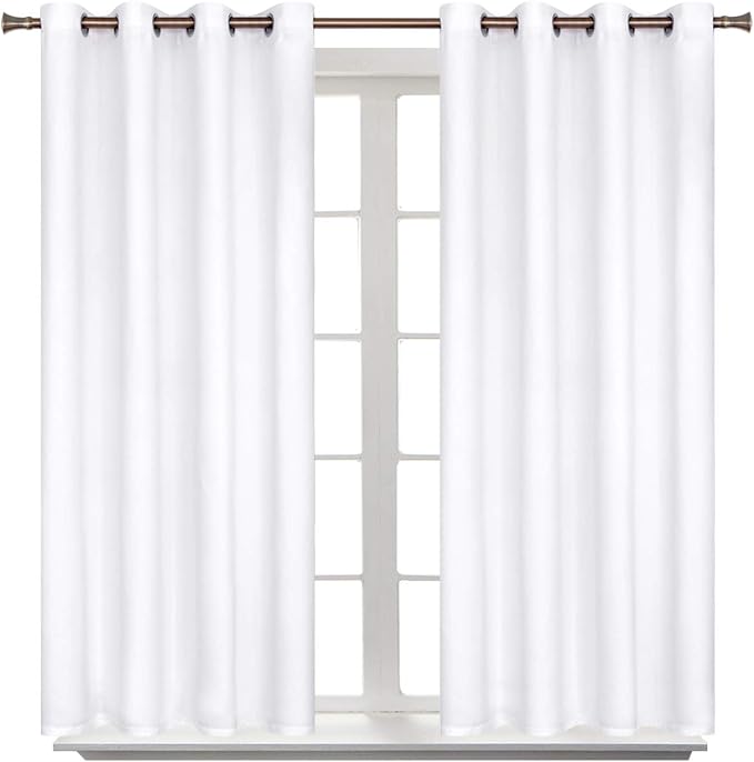 BGment Room Darkening Curtains 45 Inches Long - Grommet Thermal Insulated Drapes Window Treatment Curtains for Bedroom, 2 Panels, 52 x 45 Inch, Pure White