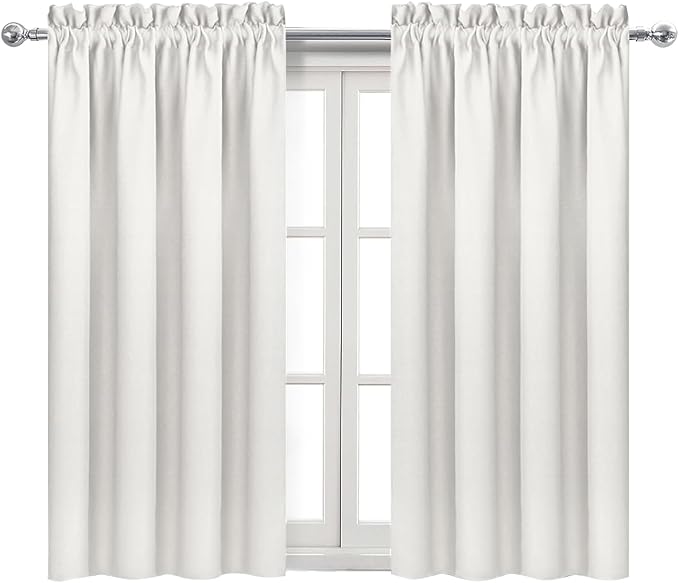 DWCN Blackout Curtains for Bedroom Living Room 38 x 54 Inch Long Ivory | 2 Panels Set, Room Darkening, Thermal Insulated, Light Blocking, Rod Pocket Drapes, Noise Reducing Window Treatments