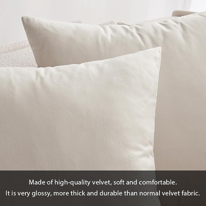 MIULEE 12x20 Inch Lumbar Velvet Throw Pillow Covers Cream White | Pack of 2 Soft Solid Decorative Pillow Covers, Modern Luxury Home Decor, for Chair Couch Sofa Bedroom Livingroom