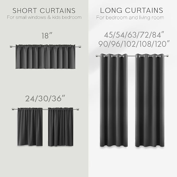 KOUFALL Thick Blackout Curtains for Tall Living Room 2 Panels Set 90 Inches Long Room Darkening Heavy Deadening Sound Proof Curtain for Window Doorway,52x90 Length Charcoal Dark Grey