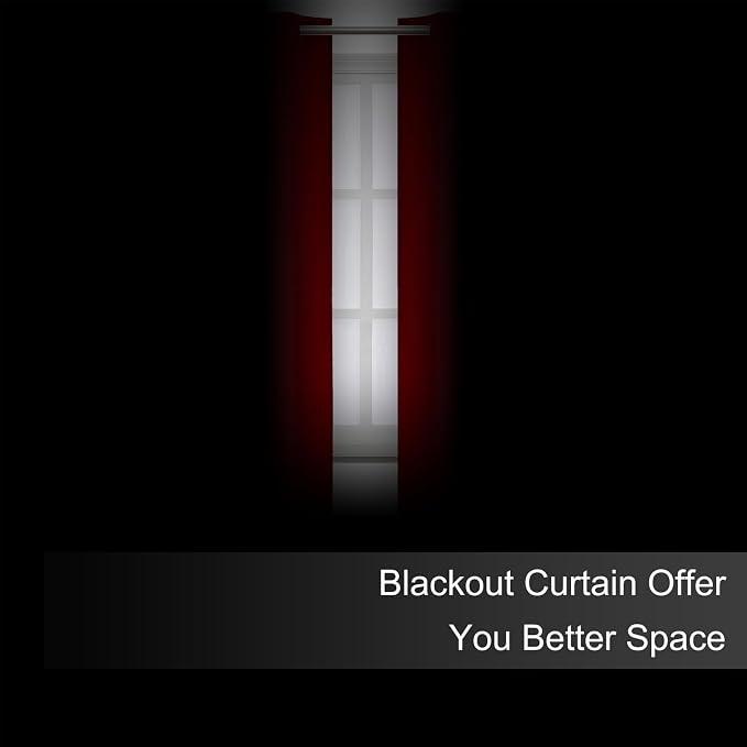 Blackout Curtains 66 x 54 Inch Long Red Curtains Set of 2 Panels Room Darkening Curtains for Bedroom and Living Room
