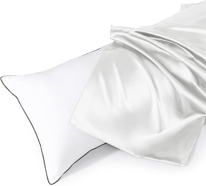 Body Pillow with Satin Pillowcase, Body Pillow for Adults, Removable Cover, White (20"x54") | 20"x54", Removable Cover, OEKO-TEX Certified Down Alternative Filling,Washing Machine