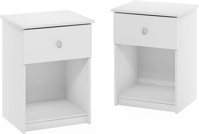 Furinno Tidur Nightstand, 2-Pack, White