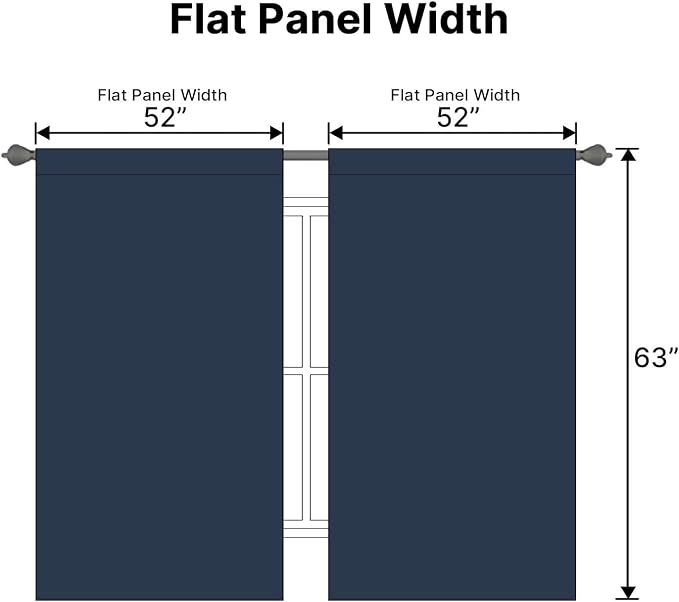 H.VERSAILTEX Blackout Curtains Thermal Insulated Window Treatment Panels Room Darkening Blackout Drapes for Living Room Back Tab/Rod Pocket Bedroom Draperies, 52 x 63 Inch, Navy Blue, 2 Panels