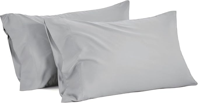 BEDELITE Cooling Pillow Cases Queen, Rayon Made from Bamboo, Silver Grey | Cooling and Breathable Pillow Cover for Hot Sleepers & Night Sweats, Silky Soft Cozy, Envelope Closure, 20"x30", Set of 2
