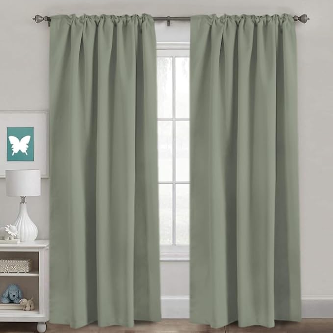 H.VERSAILTEX Blackout Curtains Thermal Insulated Window Treatment Panels Room Darkening Blackout Drapes for Living Room Back Tab/Rod Pocket Bedroom Draperies (2 Panels, Sea Grass, 52 x 84 Inch)