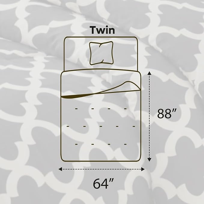 Utopia Bedding 2 Pc Twin Comforter Set, Printed Comforter, Grey | Comforter Set Includes Comforter (64x88) Inches, 1 Sham (20x26) Inches. Soft Microfiber Down Alternative, Machine Washable.