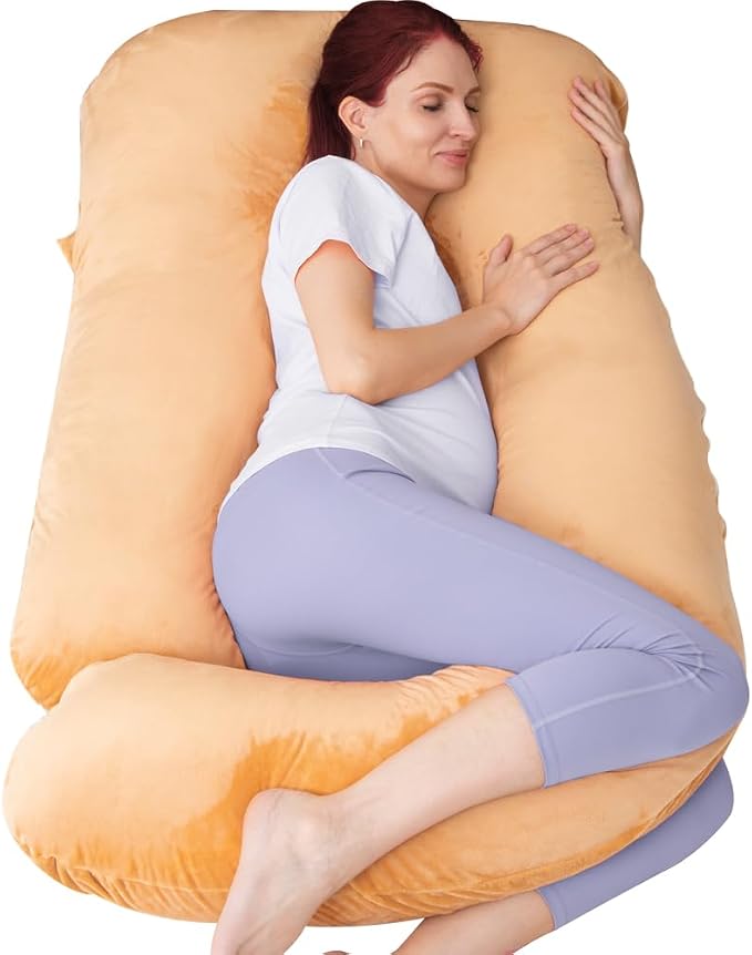 60 Inch Pregnancy Pillow for Sleeping (Brown) | Extra Large U Shaped Body Pillow, Maternity Pillow for Pregnant Women