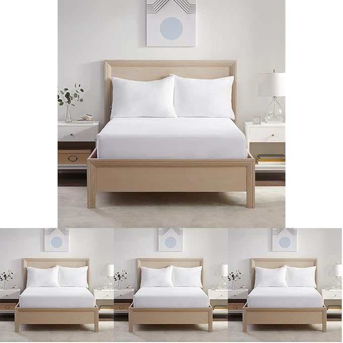 Serta Power Chill Waterproof Mattress Cover, Soft and Breathable Cooling Mattress Protector, 15" Elastic Deep Pocket for Secure Fit,White, Twin XL (Pack of 4)