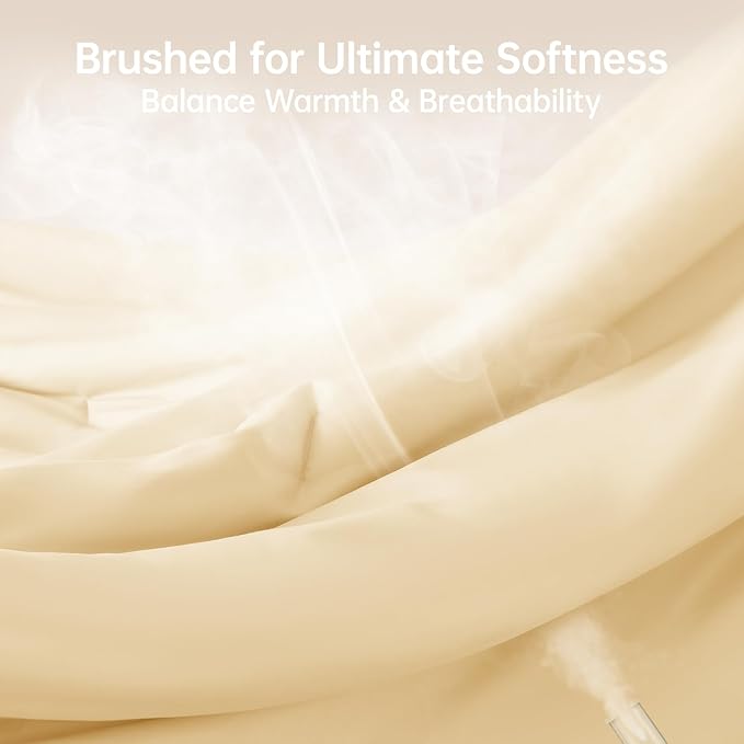 Queen Comforter Set, All Season Ultra Soft Down Alternative Bedding - 3 Piece Lightweight Bed Set Includes 1 Comforter (90"x90") and 2 Pillow Shams (20"x26"), Light Yellow