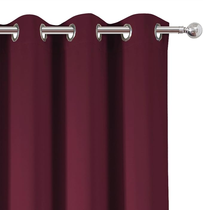 Blackout Curtains 66 x 72 Inch Long Burgundy Red Curtains Set of 2 Panels Room Darkening Curtains for Bedroom and Living Room