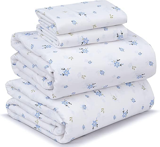 RUVANTI 100% Cotton Percale Sheets California King Size, Phulkari | Crisp Cooling for Hot Sleepers, Deep Pocket 14", Soft Breathable & Durable, Hotel-Style 4 Piece Set