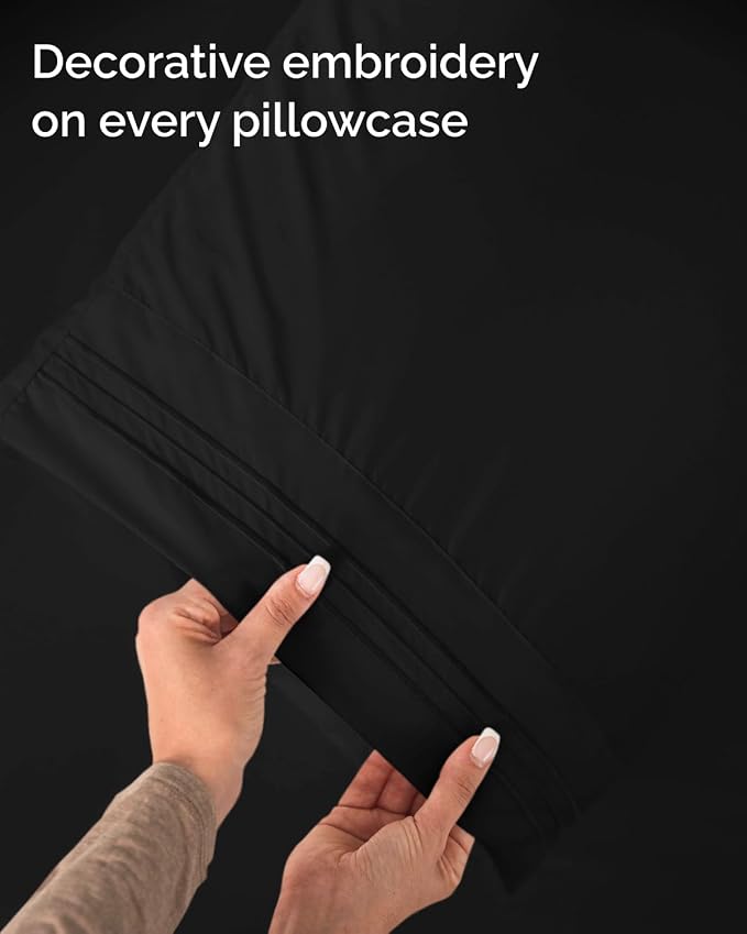 Twin Size 3 Piece Sheet Set - Comfy Breathable & Cooling Sheets - Black | Hotel Luxury Bed Sheets for Women & Men, Deep Pockets, Easy-Fit, Extra Soft and Wrinkle Free Sheets, Oeko-Tex Bed Sheet Set