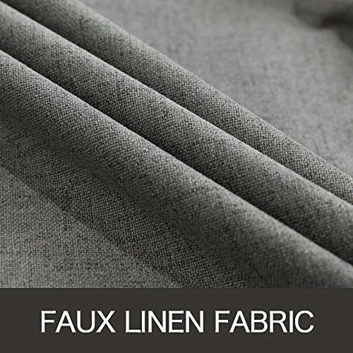 MIULEE 100% Blackout Linen Curtains for Bedroom 52x120 Inches Dark Grey | Room Darkening, Light Blocking, Thermal Insulated, Grommet Top, Linen Textured, Window Curtains for Living Room, 2 Panels