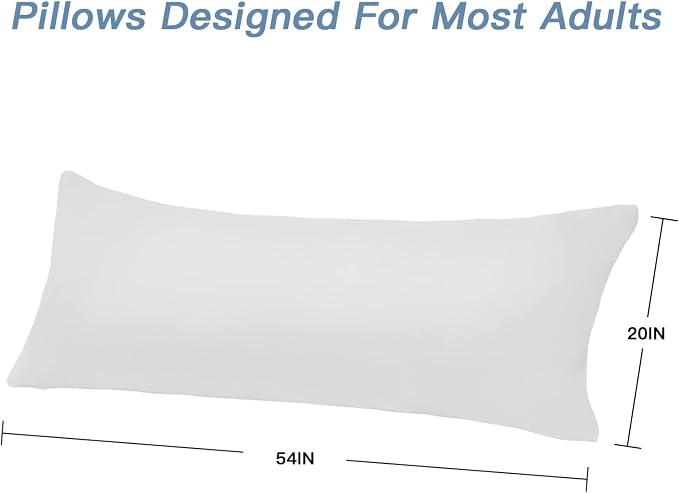 DOWNCOOL Luxury Full Body Pillow Insert with Fiber Cover - Ultra Soft Body Pillow for Sleeping - Breathable Long Bed Pillow Insert, 20"x54"(White, with Cover)