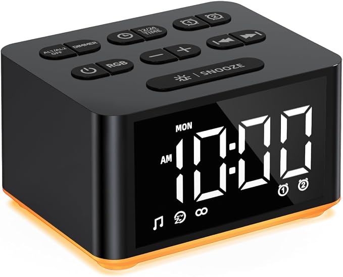 3-in-1 Sound Machine White Noise Machine Dual Alarms 12 Color Night Lights 30 Soothing Sounds 15 Wake Up Sounds 32 Volume for Baby Adults Kids Sleep Timer Memory Function Backup Battery Alarm Clock