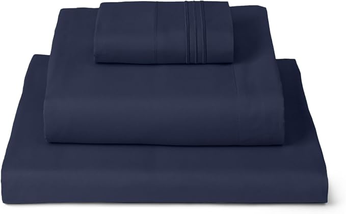 Mellanni Iconic 3-Piece, Ultra Soft Sheet Set (Twin, Navy Blue) | 10M+ Sleepers. Lab-tested: Sleeps Cool, Stays Bright, Strong, Smooth. Good Housekeeping Best Bedding, 7 yrs running.