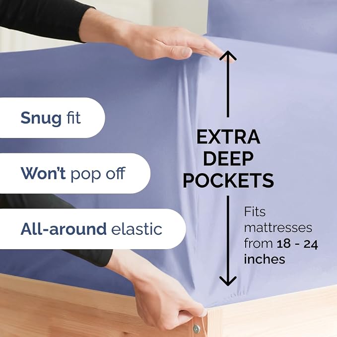 Extra Deep King Sheet Set - 6 Piece Breathable & Cooling Sheets - Lavender | Hotel Luxury Bed Sheets Set, Easy & Secure Fit, Ultra-Soft, Wrinkle & Fade Free, Comfy Sheets Set with Extra Deep Pockets