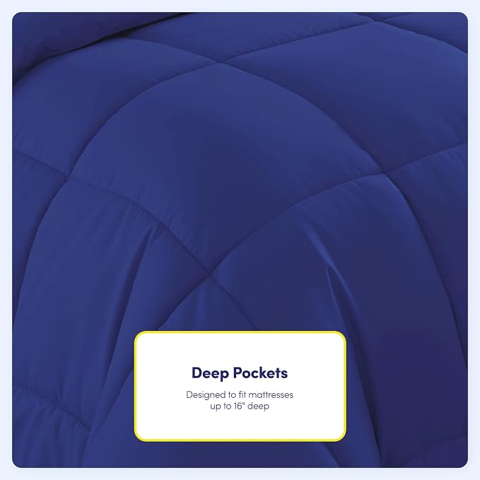 Sweet Home Collection 5 Piece Comforter Set Bag Solid Color All Season Soft Down Alternative Blanket & Luxurious Microfiber Bed Sheets, Royal Blue, Twin