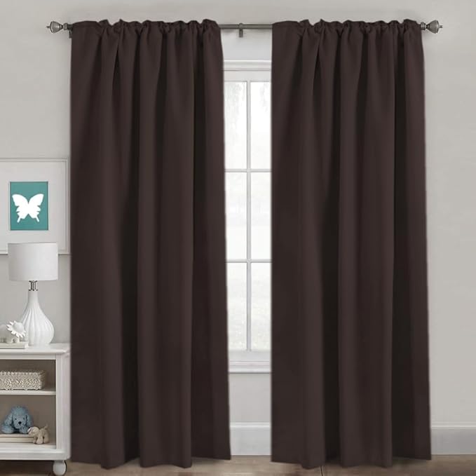 H.VERSAILTEX Blackout Curtains Thermal Insulated Window Treatment Panels Room Darkening Blackout Drapes for Living Room Back Tab/Rod Pocket Bedroom Draperies, 52 x 102 Inch, Chocolate Brown, 2 Panels