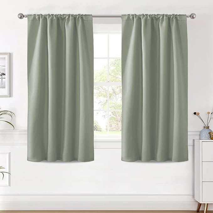 H.VERSAILTEX Blackout Curtains Thermal Insulated Window Treatment Panels Room Darkening Blackout Drapes for Living Room Back Tab/Rod Pocket Bedroom Draperies (2 Panels, Light Sage, 42 x 54 Inch)
