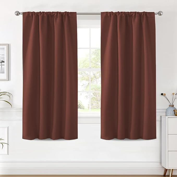 H.VERSAILTEX Blackout Curtains Thermal Insulated Window Treatment Panels Room Darkening Blackout Drapes for Living Room Back Tab/Rod Pocket Bedroom Draperies (2 Panels, Rust, 42 x 63 Inch)