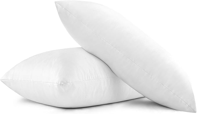 EIUE 2 Pack 20x30 Inch Bed Pillows, Soft Supportive Low Profile Pillows for Sleeping, Queen,White