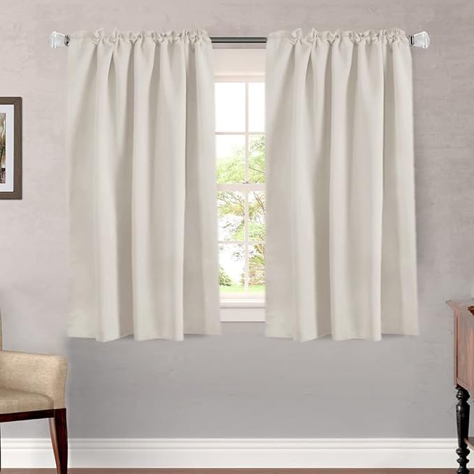 H.VERSAILTEX Light Reducing Curtains Thermal Insulated Window Treatment Panels Room Darkening Privacy Assured Drapes for Living Room Back Tab/Rod Pocket Bedroom Drapes 2 Panels, Ivory - 52 x 54 Inch