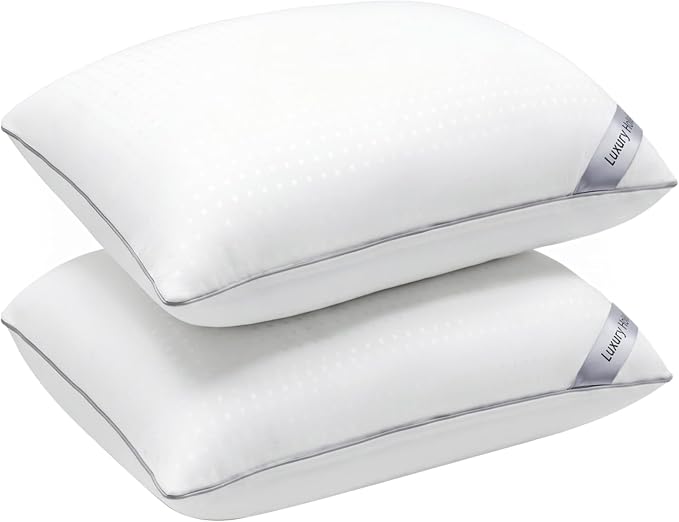 Standard Size Bed Pillows for Sleeping Set of 2,2 Pack Great Support Luxury Hotel Pillows for Side,Stomach and Back Sleepers(2 Pack)