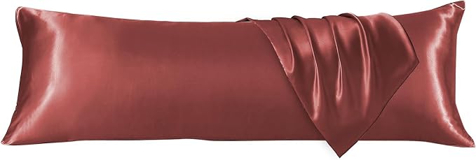 Body Pillow with Satin Pillowcase, Body Pillow for Adults | 20"x54", Removable Cover, OEKO-TEX Certified Down Alternative Filling,Washing Machine