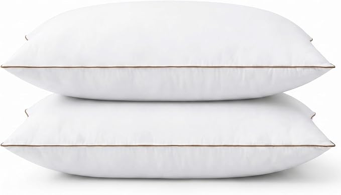puredown® Goose Feathers and Down Pillows, Premium Luxury Pillows with 100% Cotton Cover, 2 Pack, King Size, 20x36 Inches