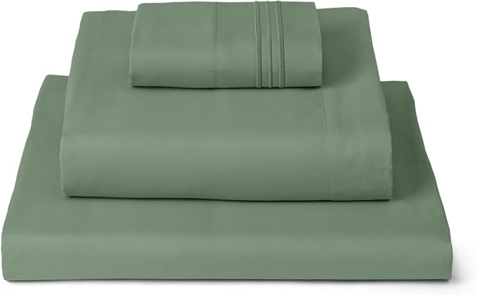 Mellanni Iconic 3-Piece, Ultra Soft Sheet Set (Twin, Sage) | 10M+ Sleepers. Lab-tested: Sleeps Cool, Stays Bright, Strong, Smooth. Good Housekeeping Best Bedding, 7 yrs running.